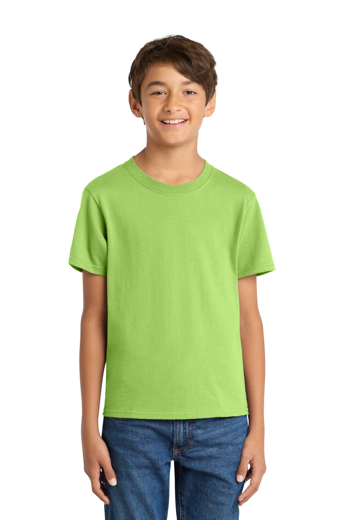 Custom Lime Youth Core Cotton Tee PC54Y, personalized by SanCanDo Swag in Argyle, TX