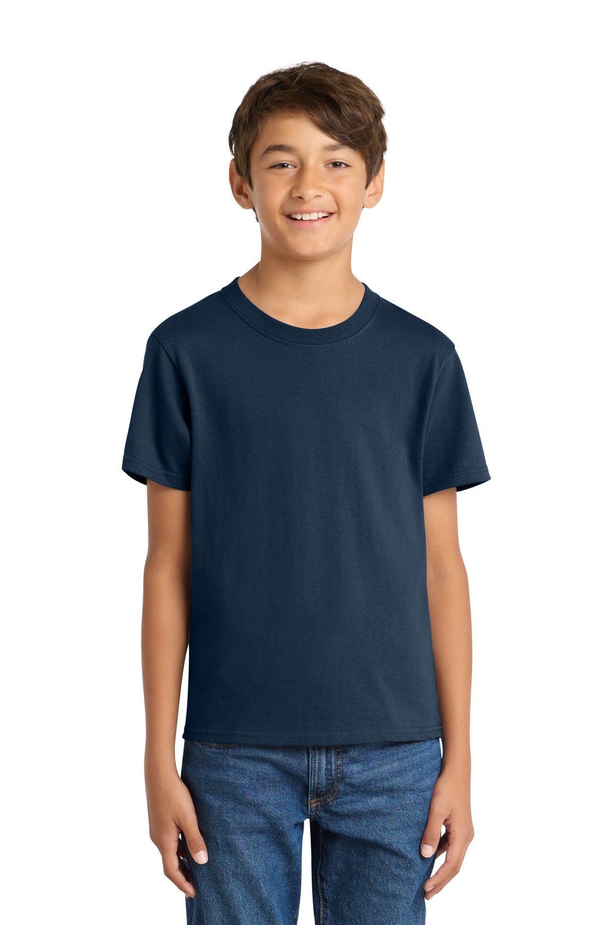 Custom Navy Youth Core Cotton Tee PC54Y, personalized by SanCanDo Swag in Argyle, TX