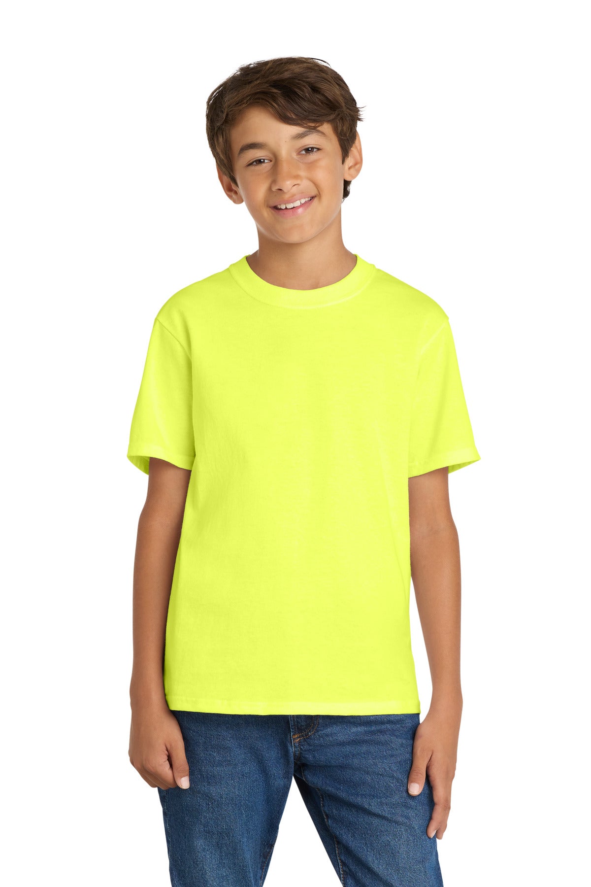 Custom Neon Yellow Youth Core Cotton Tee PC54Y, personalized by SanCanDo Swag in Argyle, TX