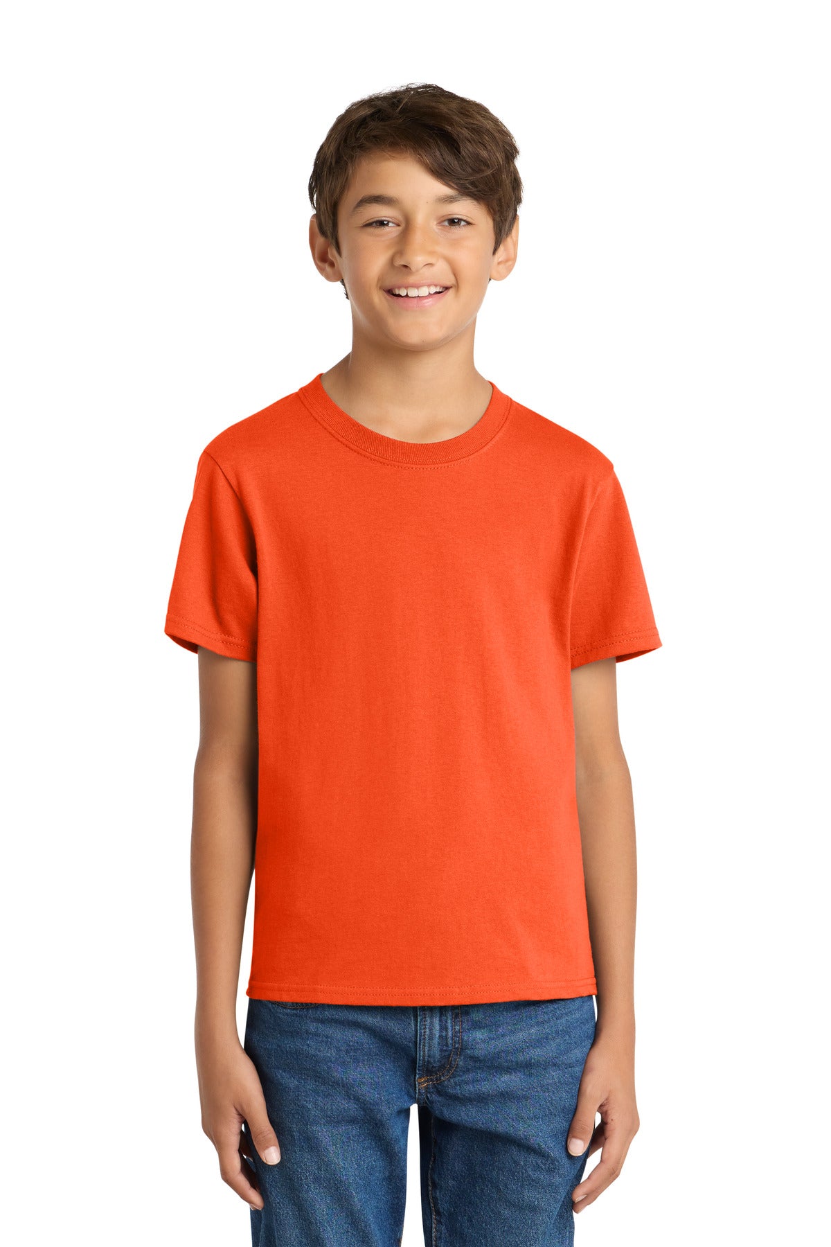Custom Orange Youth Core Cotton Tee PC54Y, personalized by SanCanDo Swag in Argyle, TX