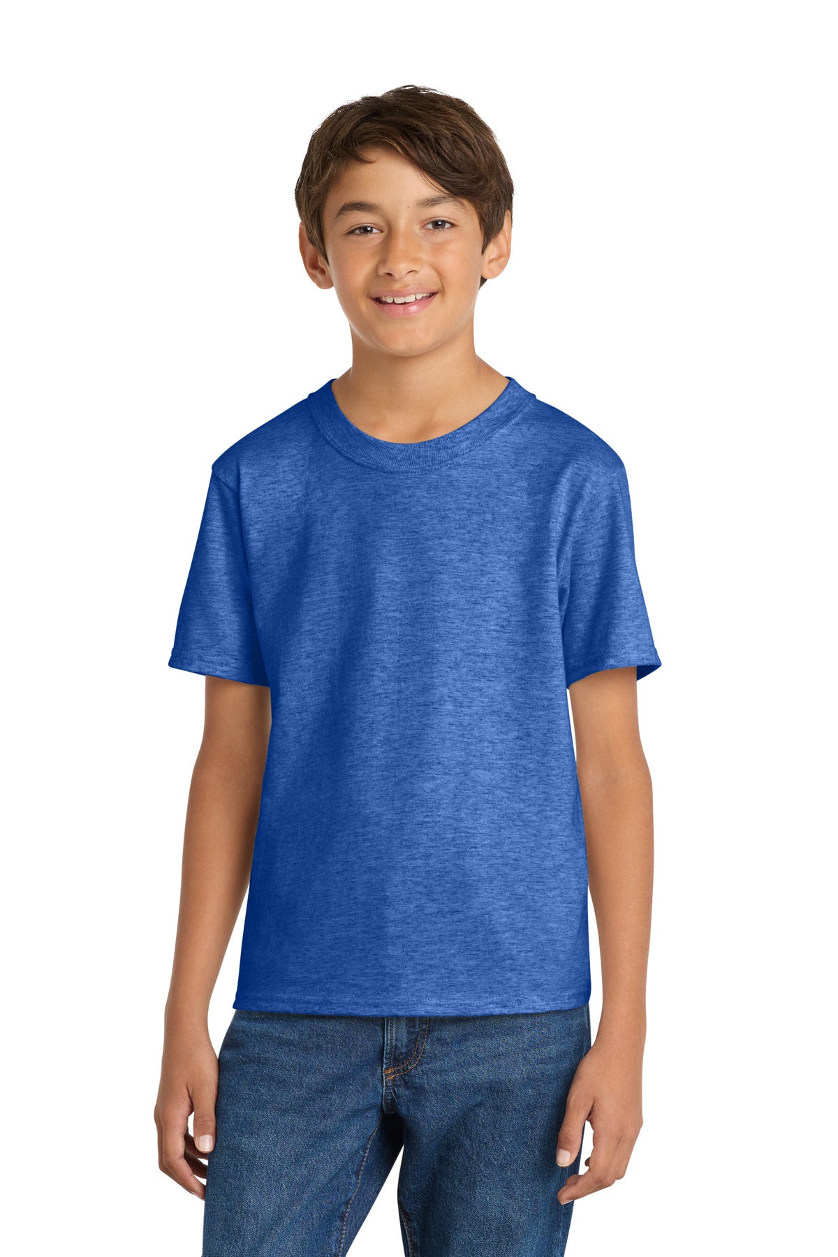 Custom Heather Royal Youth Core Cotton Tee PC54Y, personalized by SanCanDo Swag in Argyle, TX
