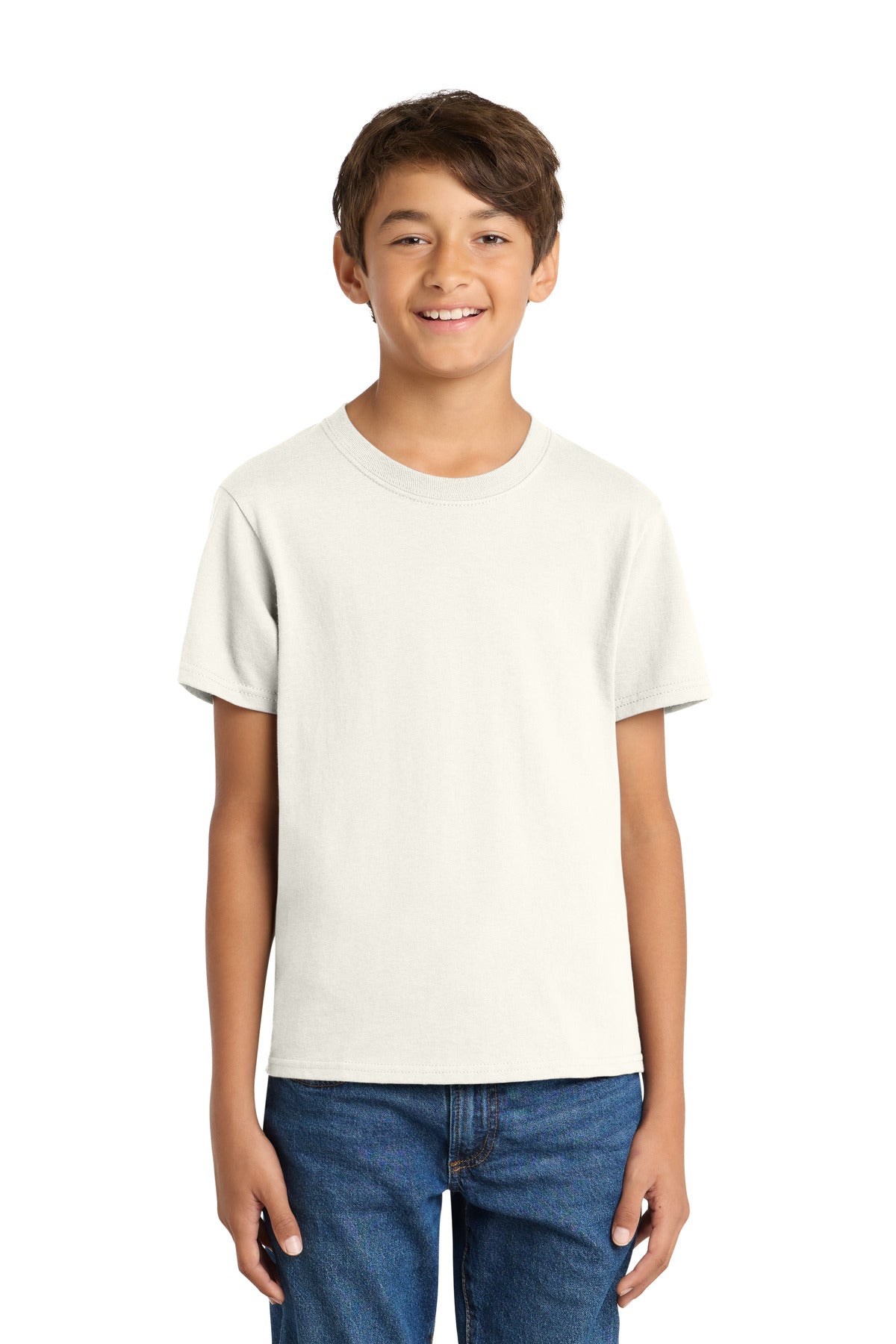 Custom Ivory Youth Core Cotton Tee PC54Y, personalized by SanCanDo Swag in Argyle, TX