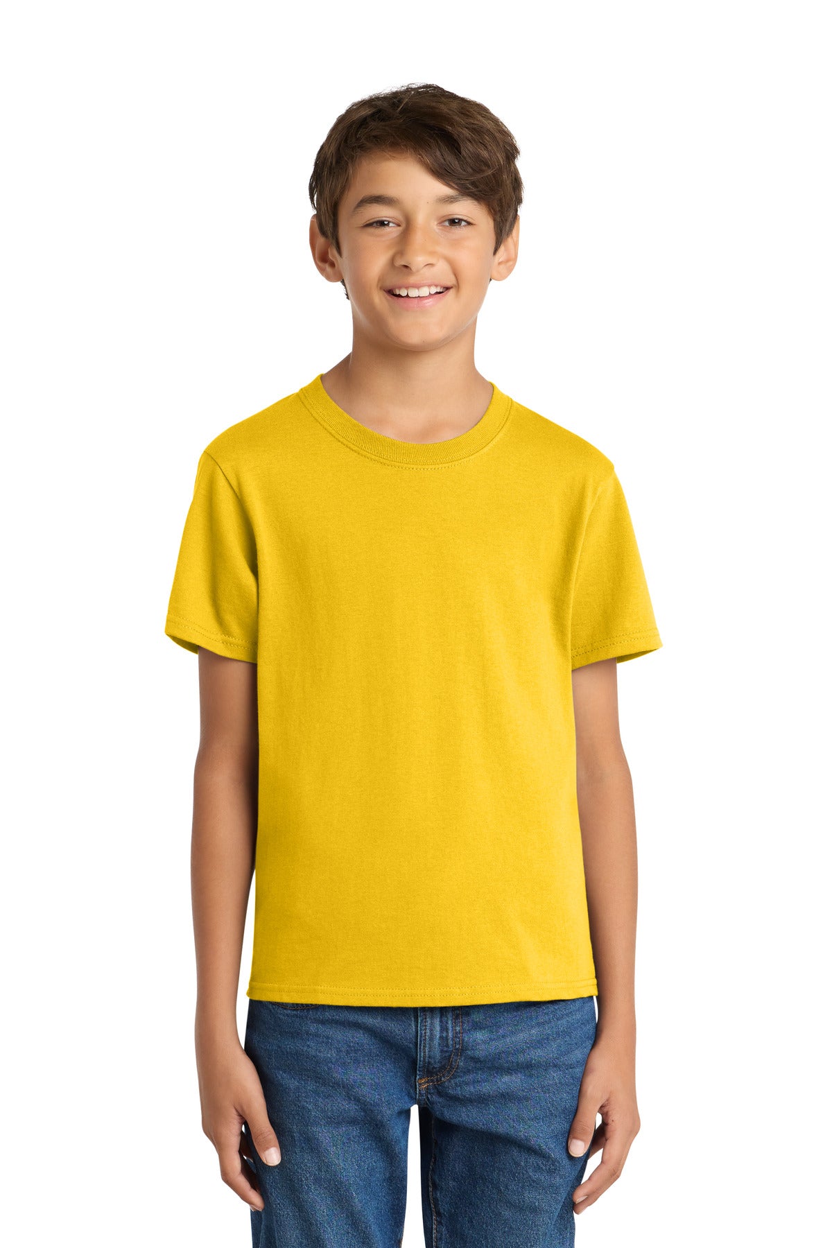 Custom Lemon Yellow Youth Core Cotton Tee PC54Y, personalized by SanCanDo Swag in Argyle, TX