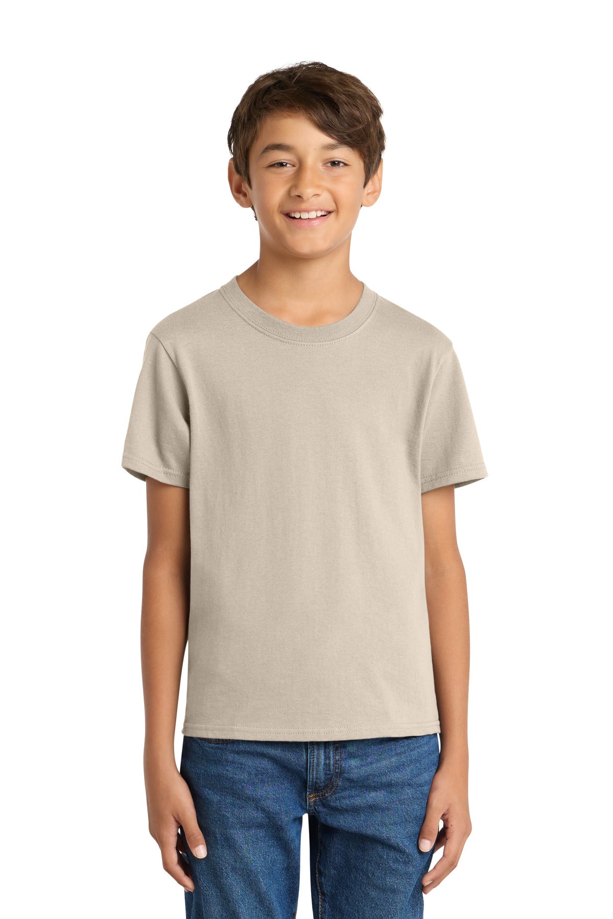 Custom Light Sand Youth Core Cotton Tee PC54Y, personalized by SanCanDo Swag in Argyle, TX