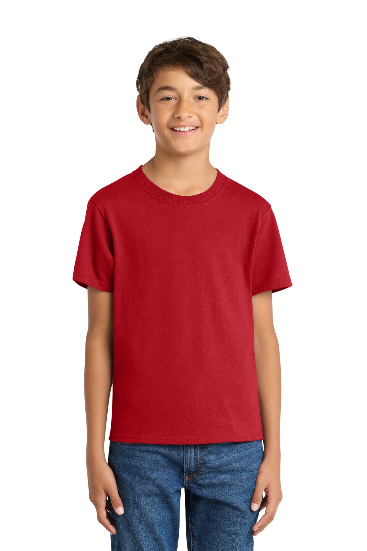 Custom Red Youth Core Cotton Tee PC54Y, personalized by SanCanDo Swag in Argyle, TX