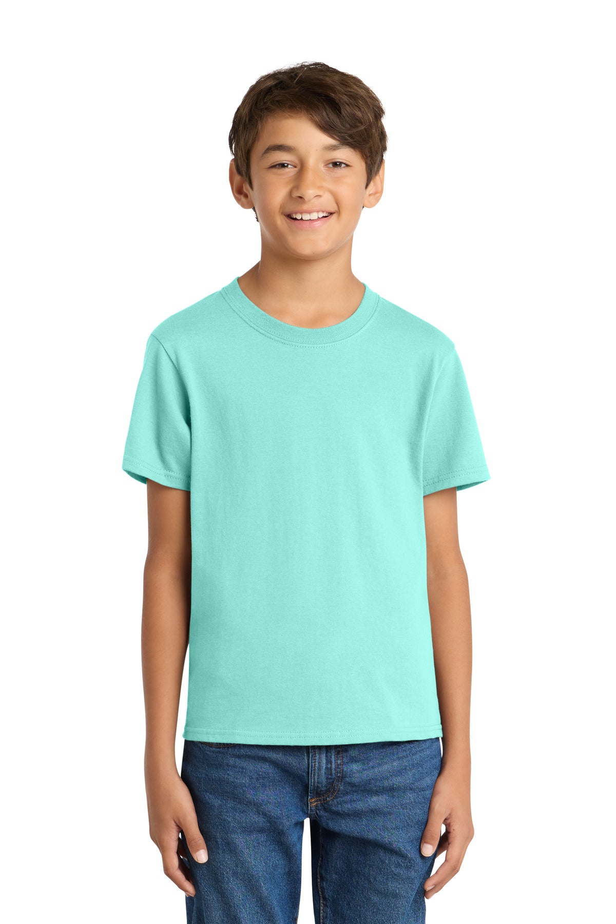 Custom True Celadon Youth Core Cotton Tee PC54Y, personalized by SanCanDo Swag in Argyle, TX