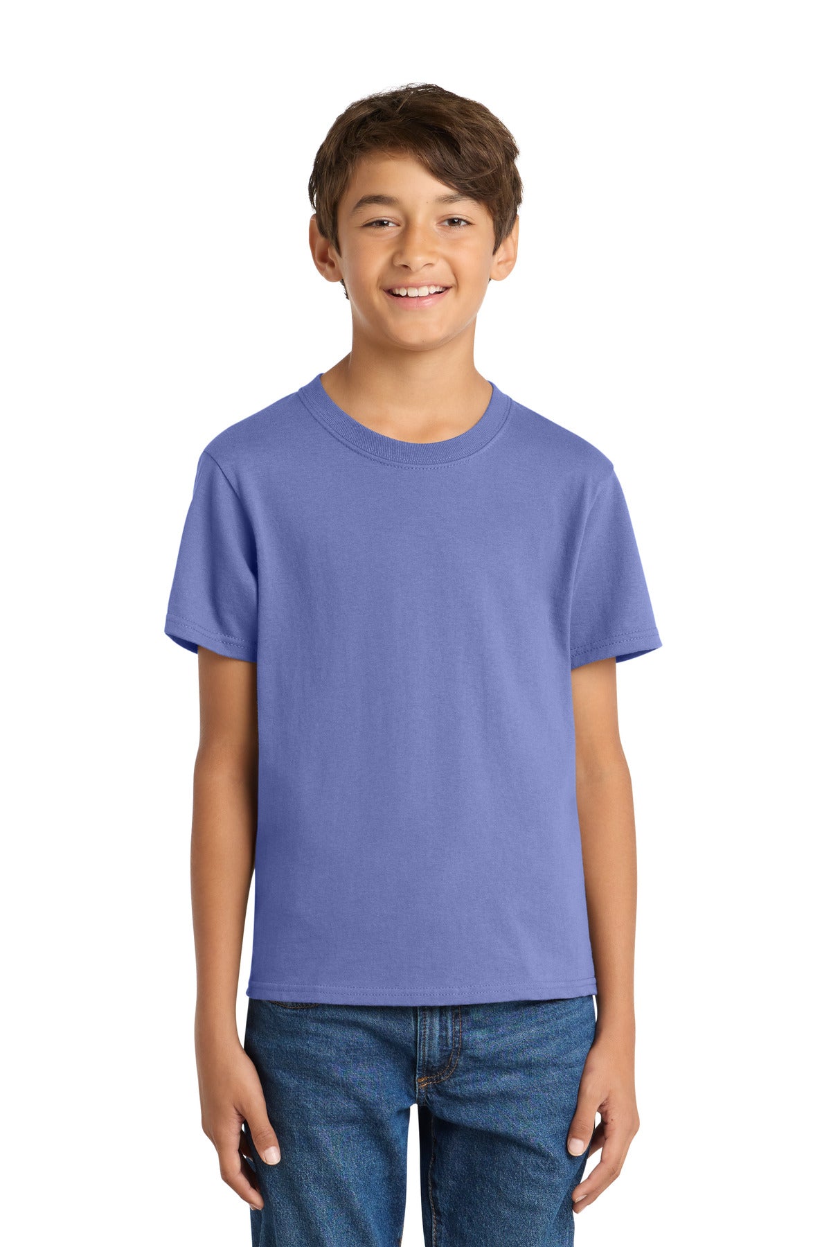 Custom Violet Youth Core Cotton Tee PC54Y, personalized by SanCanDo Swag in Argyle, TX