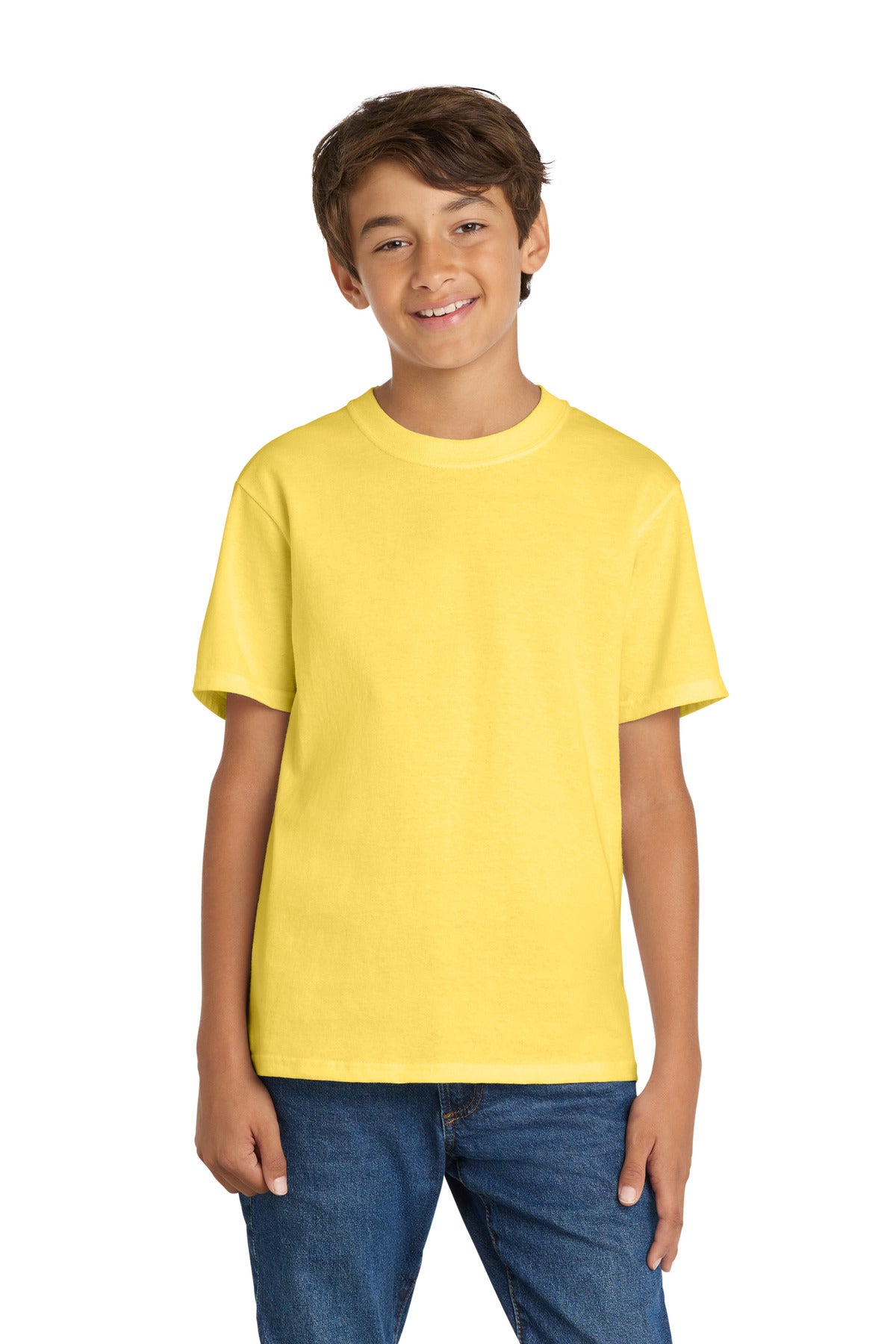 Custom Yellow Youth Core Cotton Tee PC54Y, personalized by SanCanDo Swag in Argyle, TX
