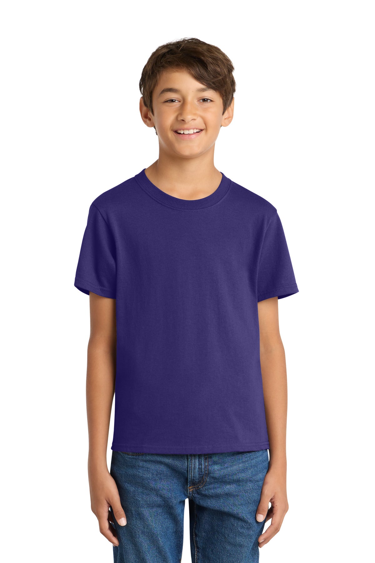 Custom Team Purple Youth Core Cotton Tee PC54Y, personalized by SanCanDo Swag in Argyle, TX