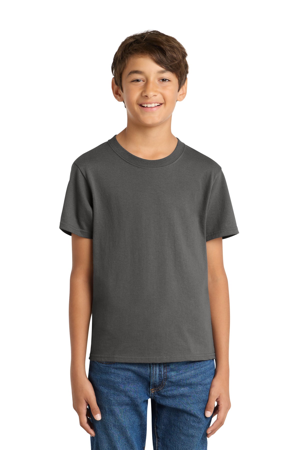 Custom Charcoal Youth Core Cotton Tee PC54Y, personalized by SanCanDo Swag in Argyle, TX