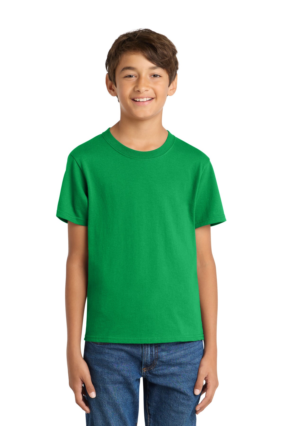 Custom Clover Green Youth Core Cotton Tee PC54Y, personalized by SanCanDo Swag in Argyle, TX