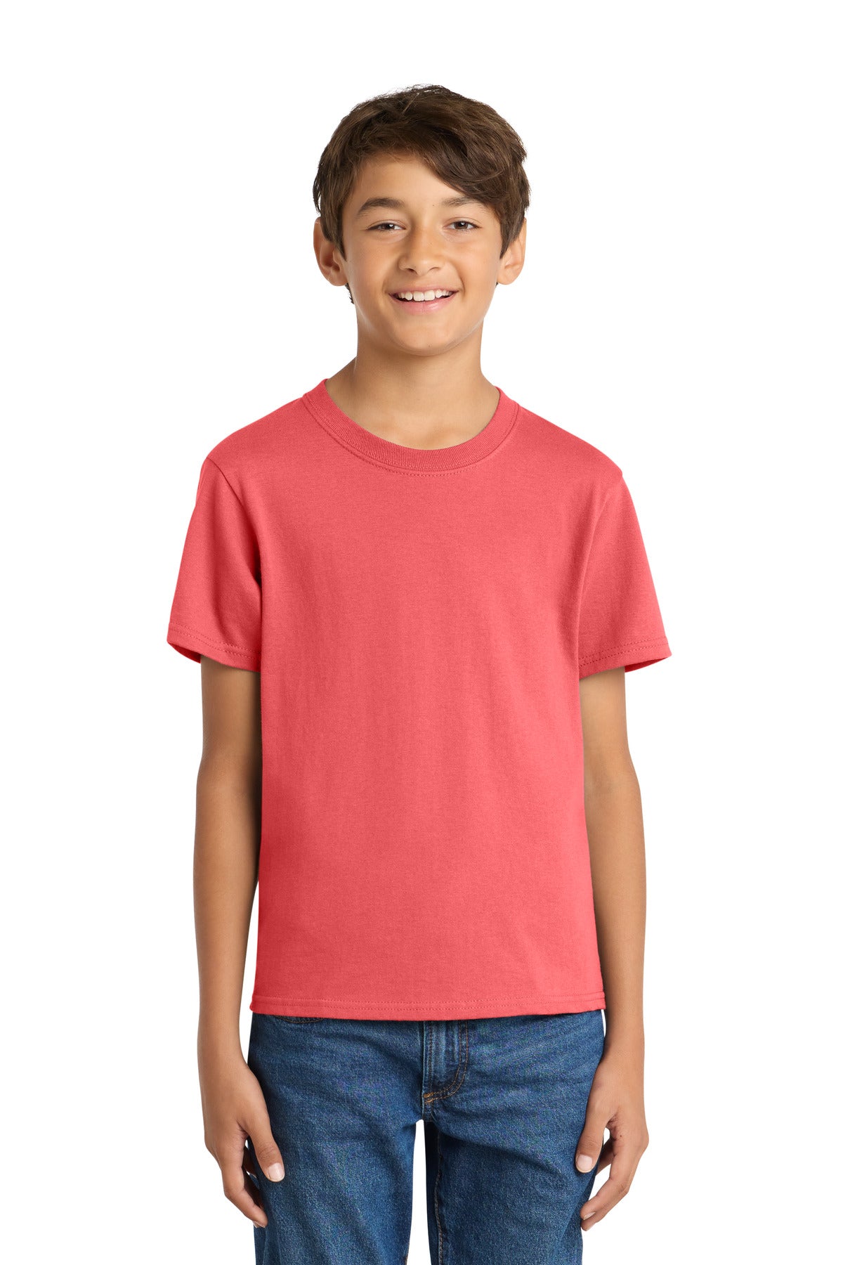 Custom Coral Youth Core Cotton Tee PC54Y, personalized by SanCanDo Swag in Argyle, TX
