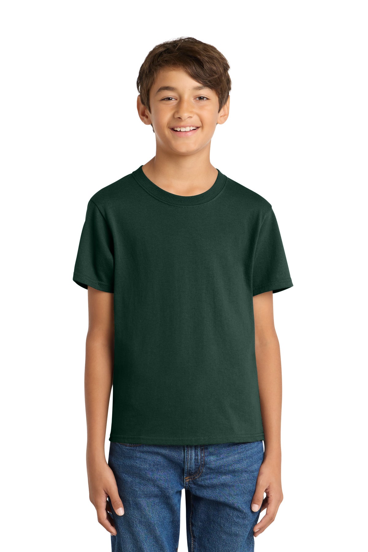 Custom Dark Green Youth Core Cotton Tee PC54Y, personalized by SanCanDo Swag in Argyle, TX