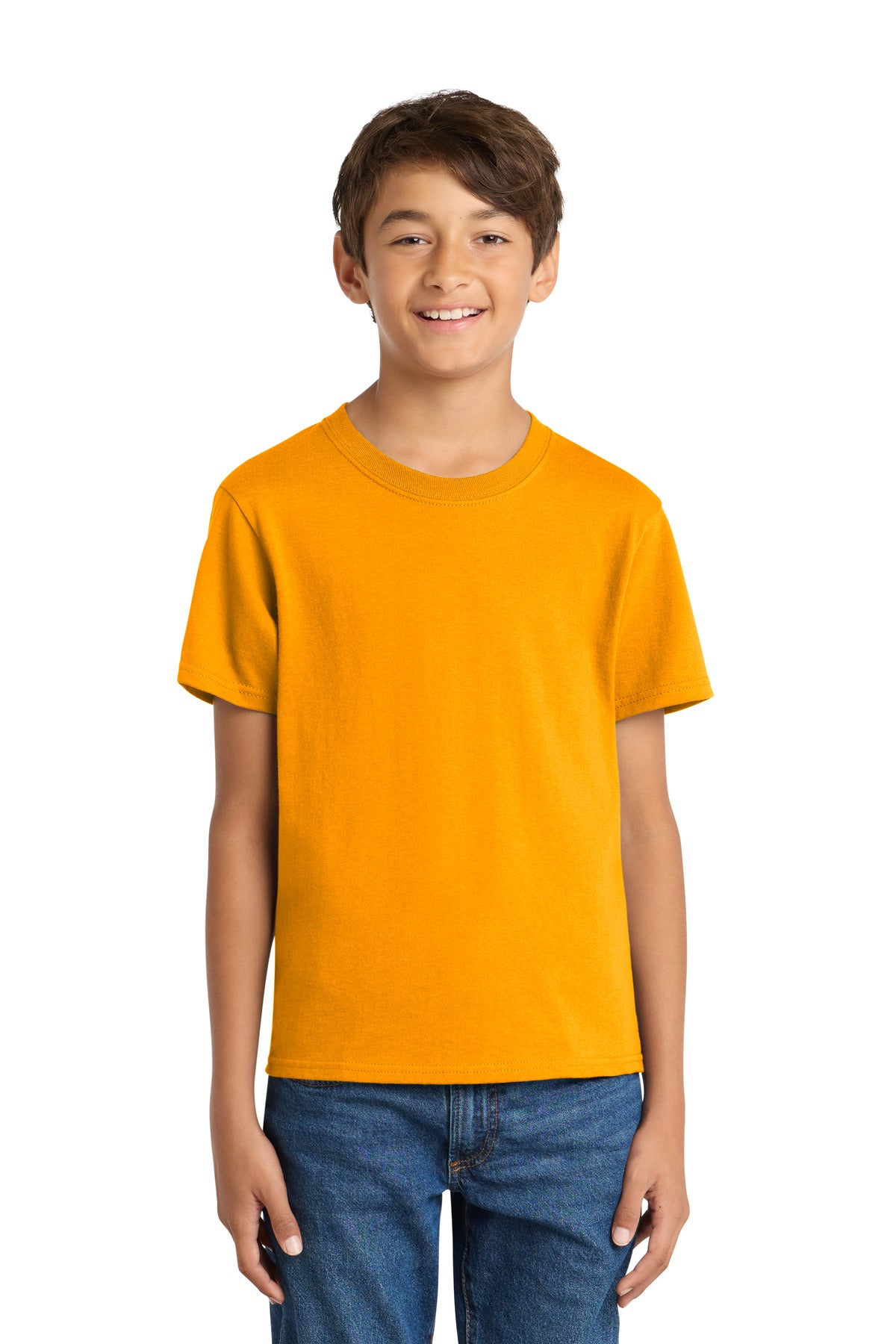 Custom Gold Youth Core Cotton Tee PC54Y, personalized by SanCanDo Swag in Argyle, TX