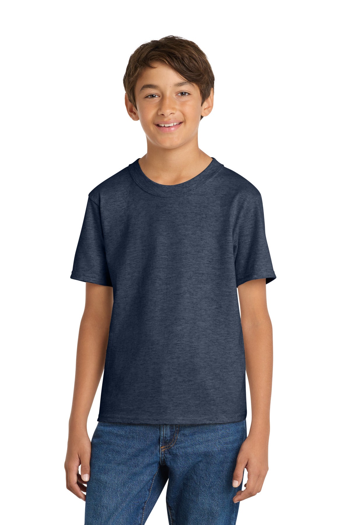 Custom Heather Navy Youth Core Cotton Tee PC54Y, personalized by SanCanDo Swag in Argyle, TX