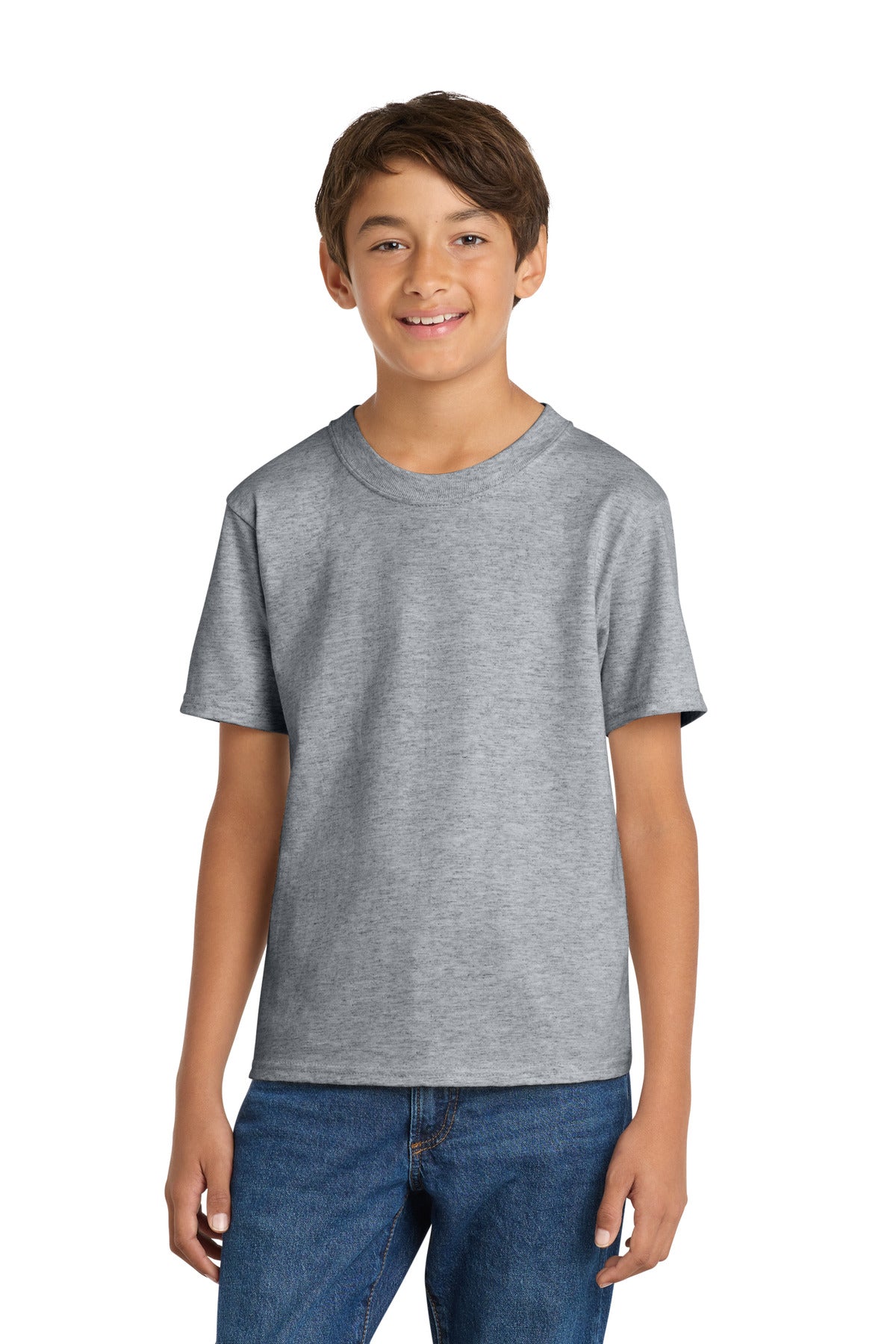 Custom Athletic Heather Youth Core Cotton Tee PC54Y, personalized by SanCanDo Swag in Argyle, TX