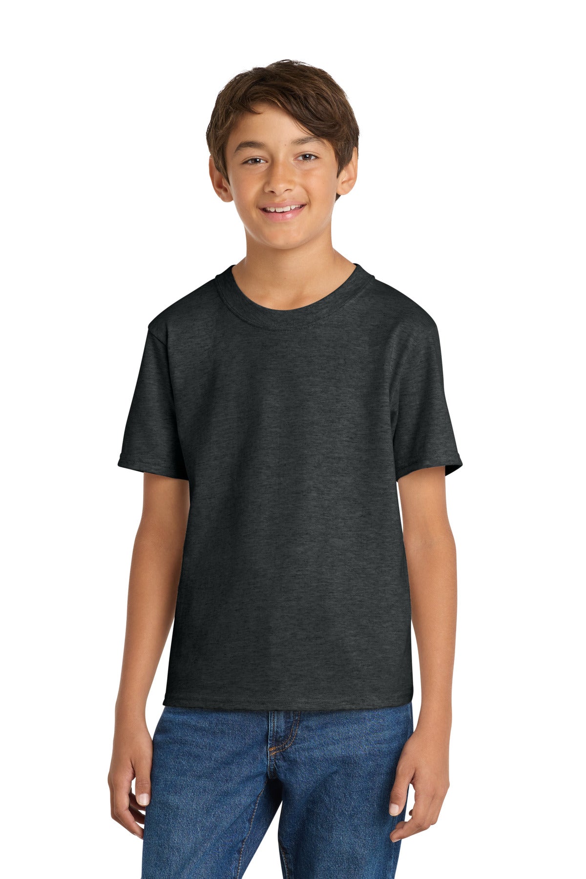 Custom Black Heather Youth Core Cotton Tee PC54Y, personalized by SanCanDo Swag in Argyle, TX