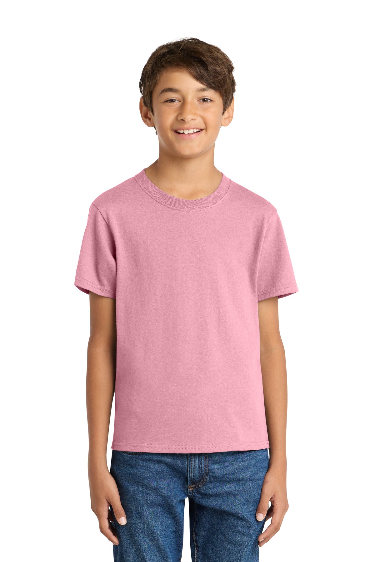 Custom Candy Pink Youth Core Cotton Tee PC54Y, personalized by SanCanDo Swag in Argyle, TX