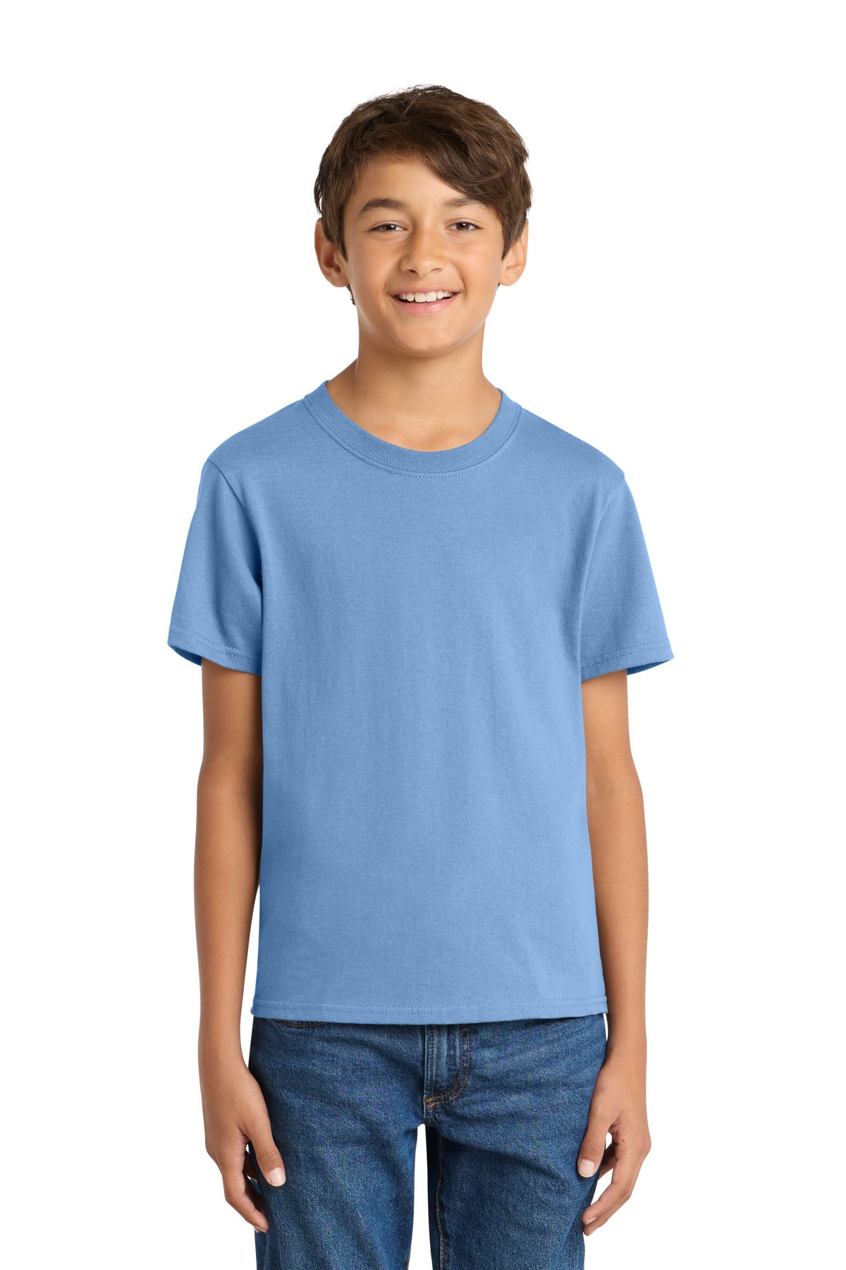Custom Carolina Blue Youth Core Cotton Tee PC54Y, personalized by SanCanDo Swag in Argyle, TX