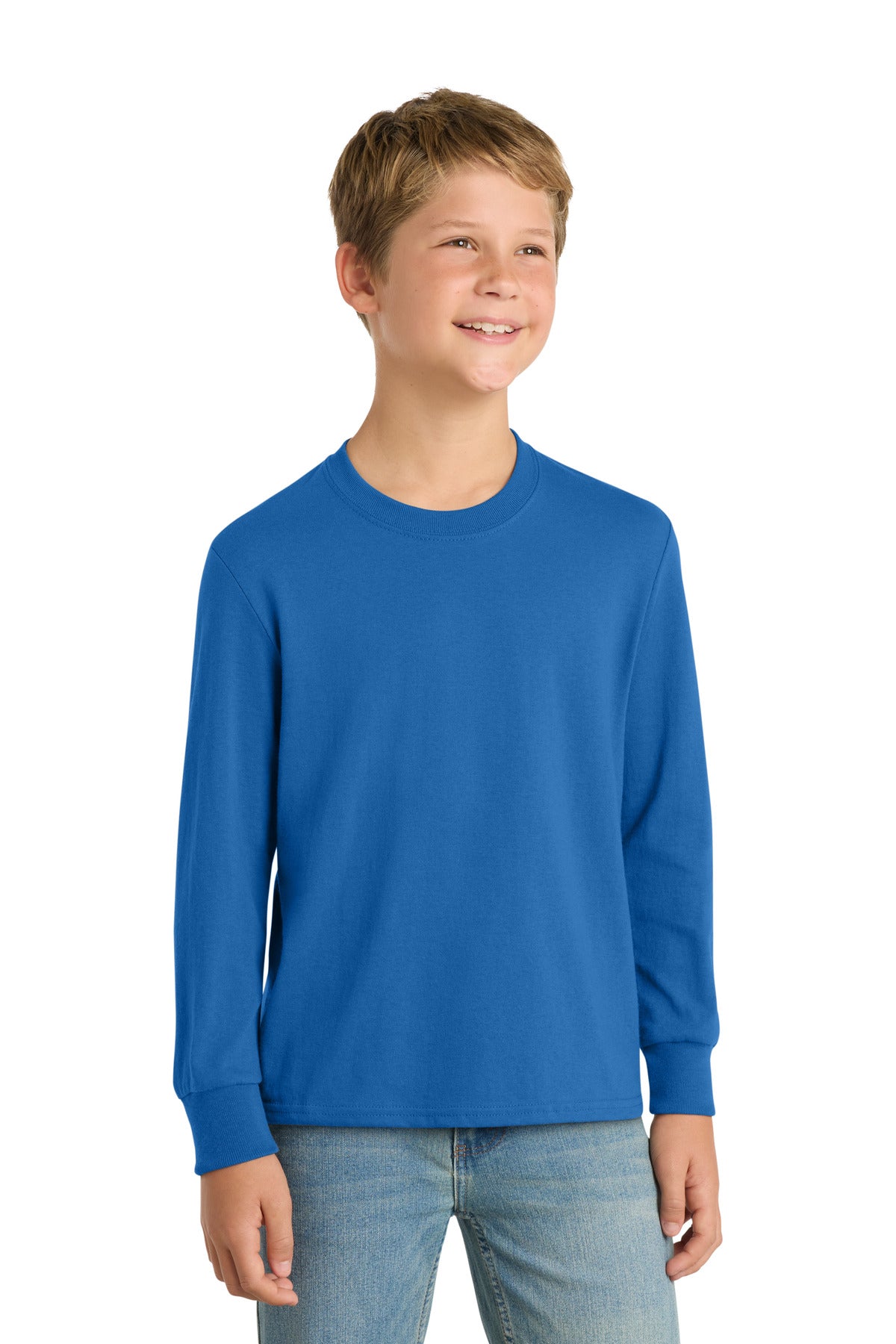 Custom Royal Youth Long Sleeve Core Cotton Tee PC54YLS, personalized by SanCanDo Swag in Argyle, TX