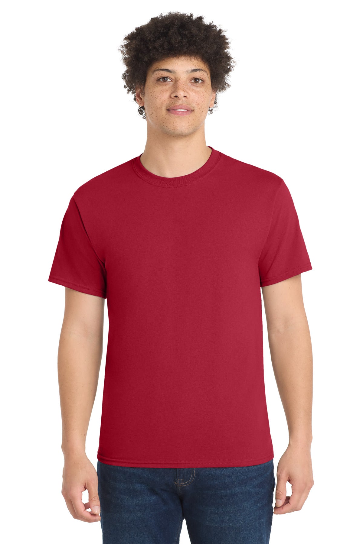 Custom Port & Company Core Blend Tee PC55 in Red, personalized by SanCanDo Swag in Argyle, TX