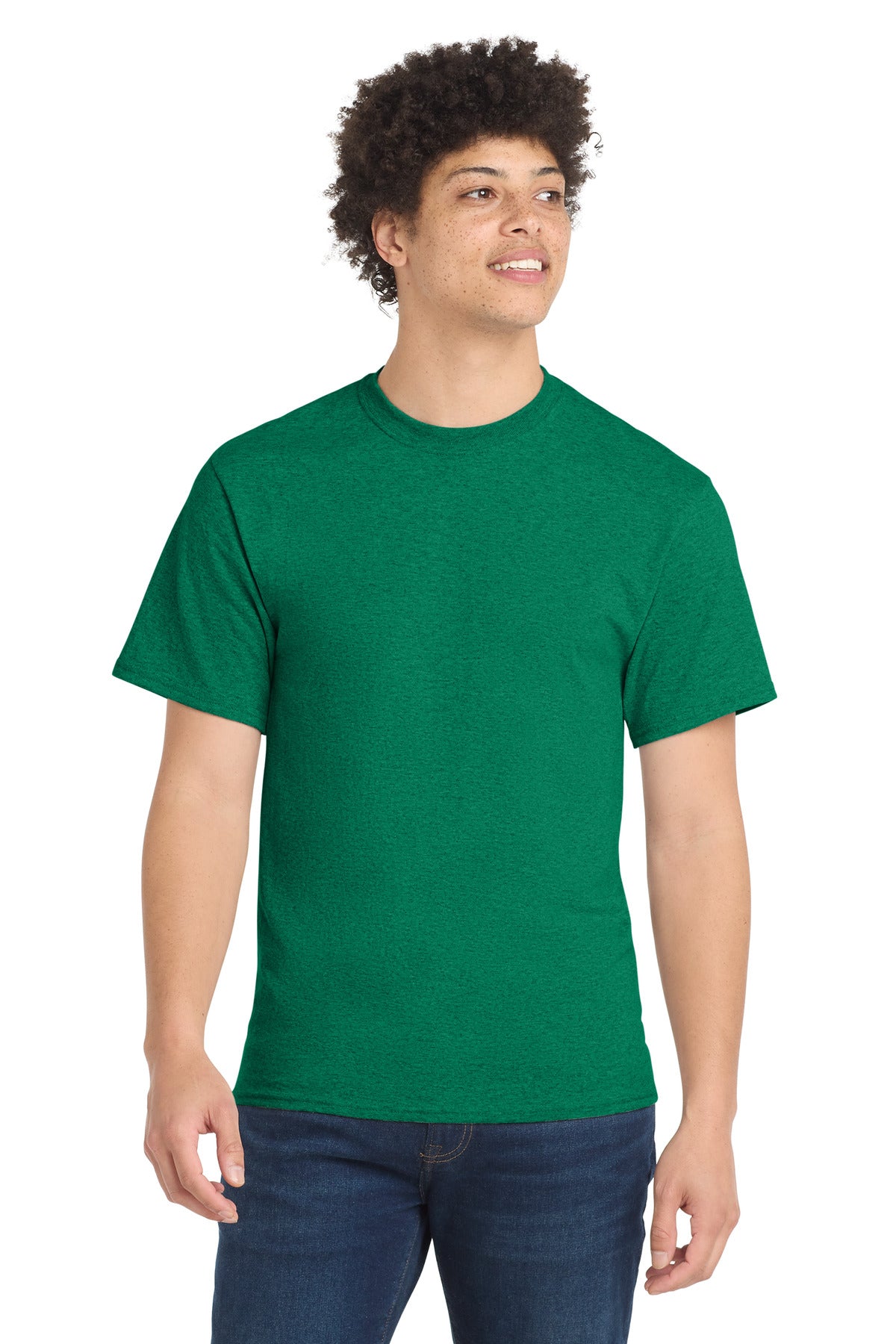 Custom Port & Company Core Blend Tee PC55 in Vintage Kelly, personalized by SanCanDo Swag in Argyle, TX