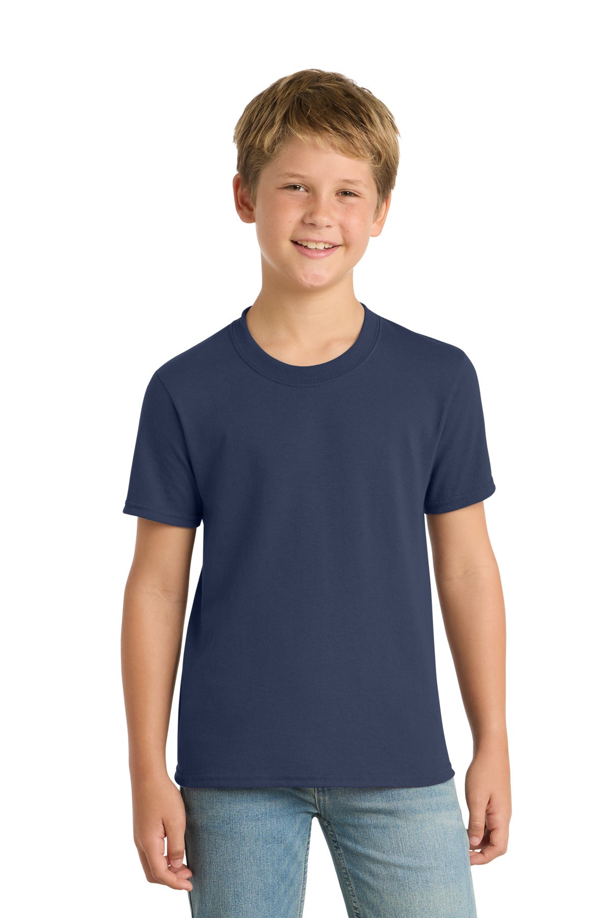Custom Navy Youth Core Blend Tee PC55Y, personalized by SanCanDo Swag in Argyle, TX