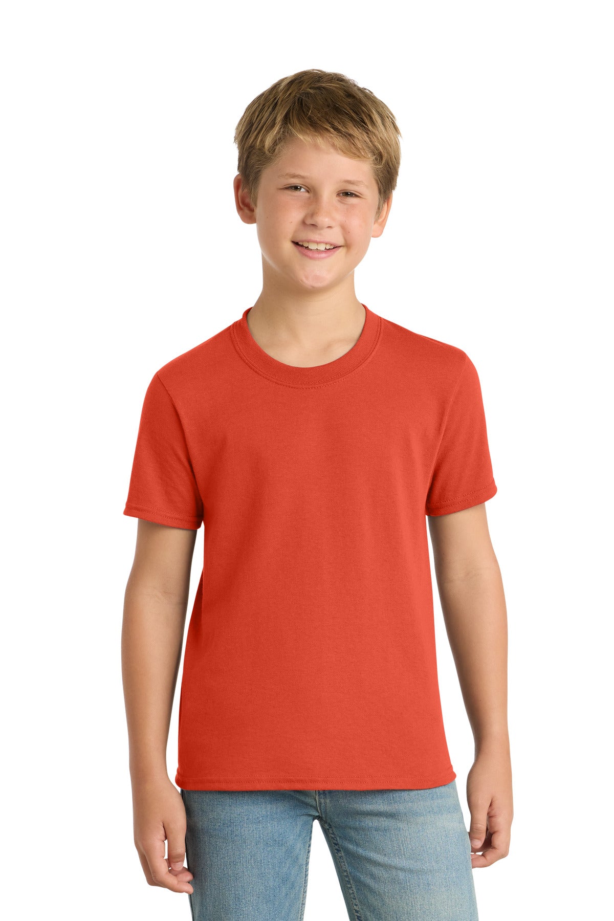 Custom Orange Youth Core Blend Tee PC55Y, personalized by SanCanDo Swag in Argyle, TX