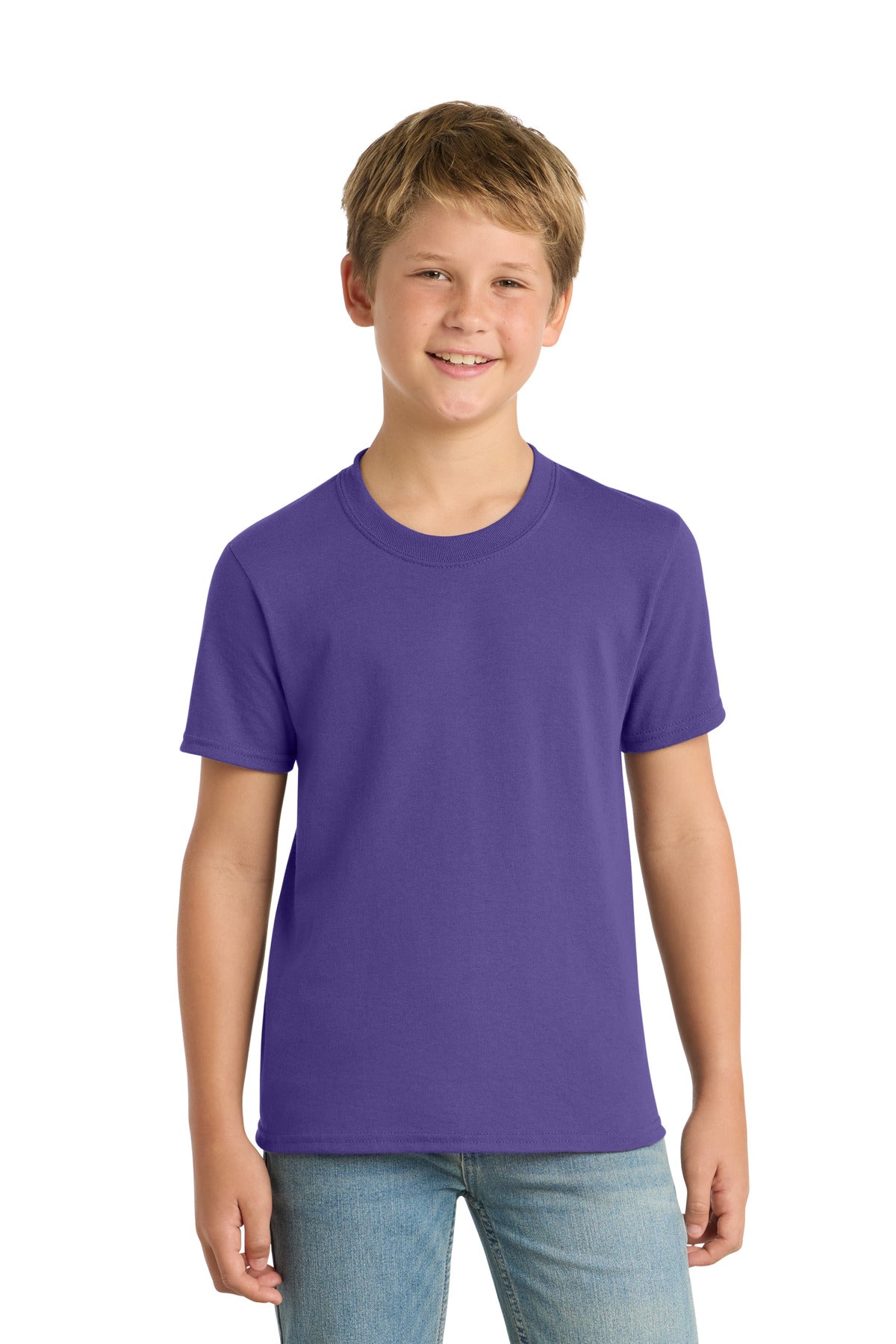 Custom Purple Youth Core Blend Tee PC55Y, personalized by SanCanDo Swag in Argyle, TX