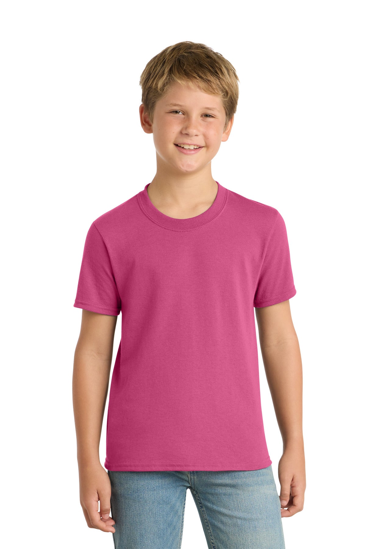 Custom Sangria Youth Core Blend Tee PC55Y, personalized by SanCanDo Swag in Argyle, TX
