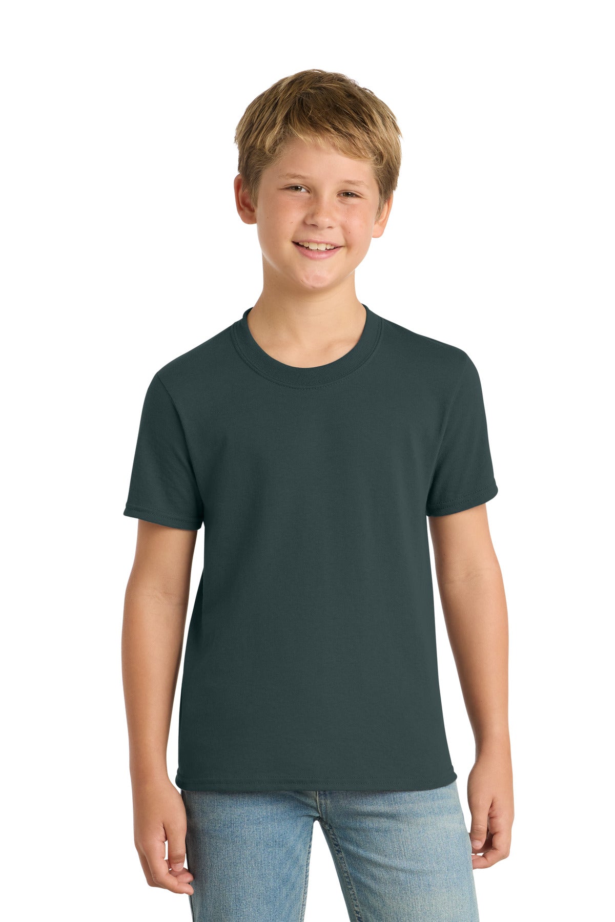 Custom Dark Green Youth Core Blend Tee PC55Y, personalized by SanCanDo Swag in Argyle, TX