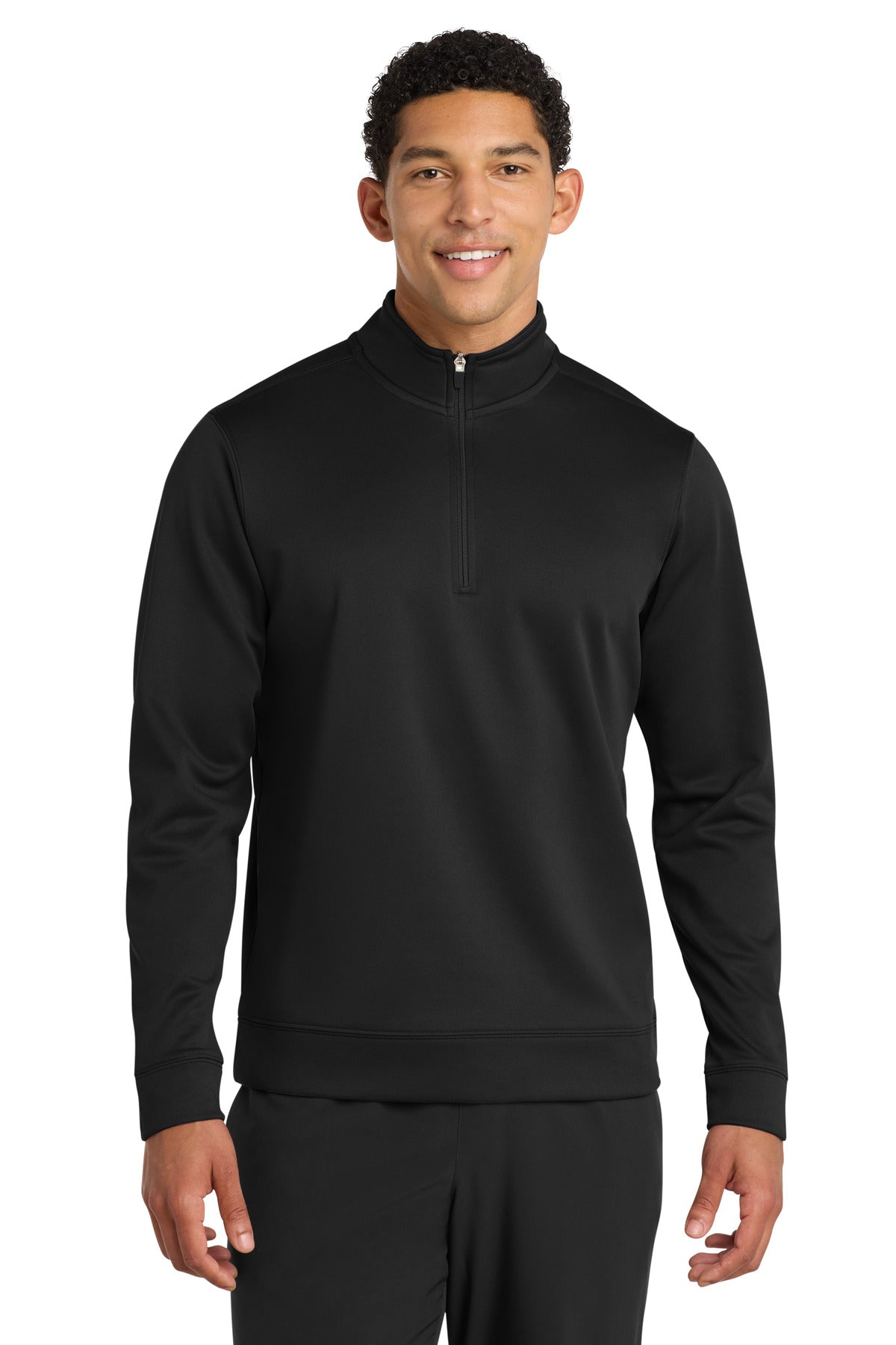 Custom Jet Black Fleece 1/4-Zip Pullover Sweatshirt PC590Q, personalized by SanCanDo Swag in Argyle, TX