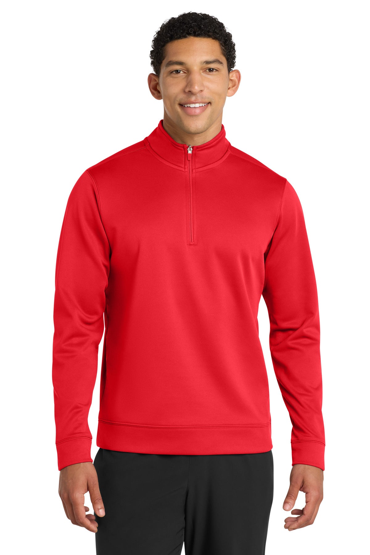 Custom Red Fleece 1/4-Zip Pullover Sweatshirt PC590Q, personalized by SanCanDo Swag in Argyle, TX