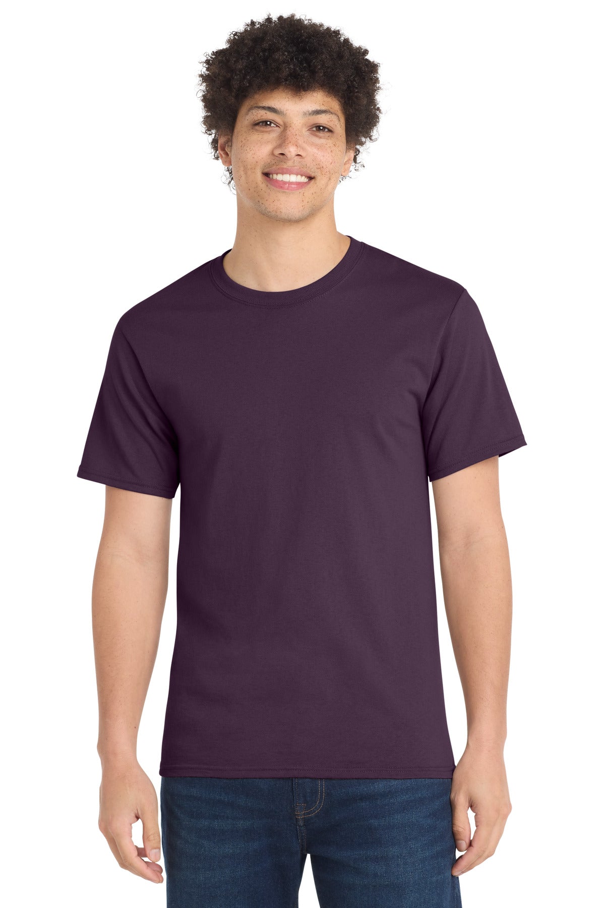 Custom Port & Company Essential Tee PC61 in Eggplant, personalized by SanCanDo Swag in Argyle, TX