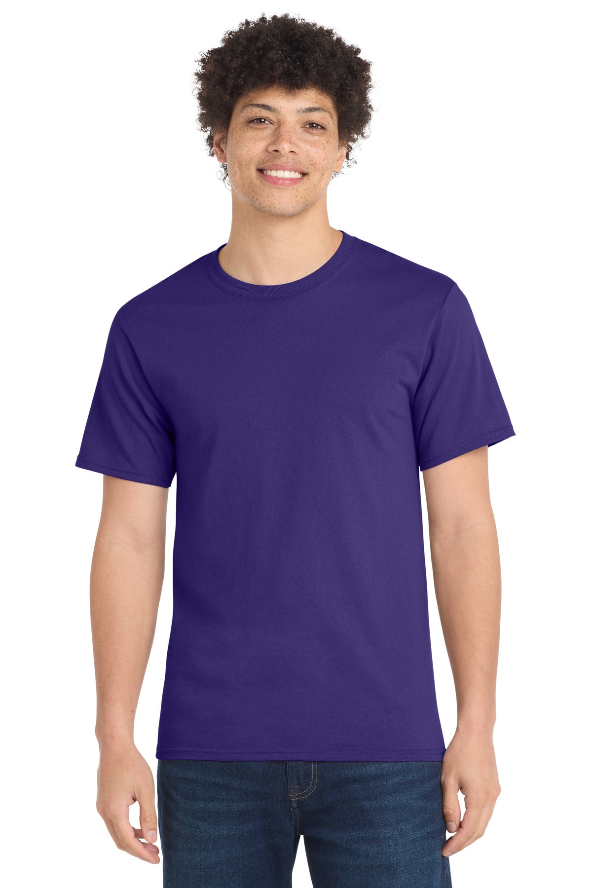Custom Port & Company Essential Tee PC61 in Purple, personalized by SanCanDo Swag in Argyle, TX