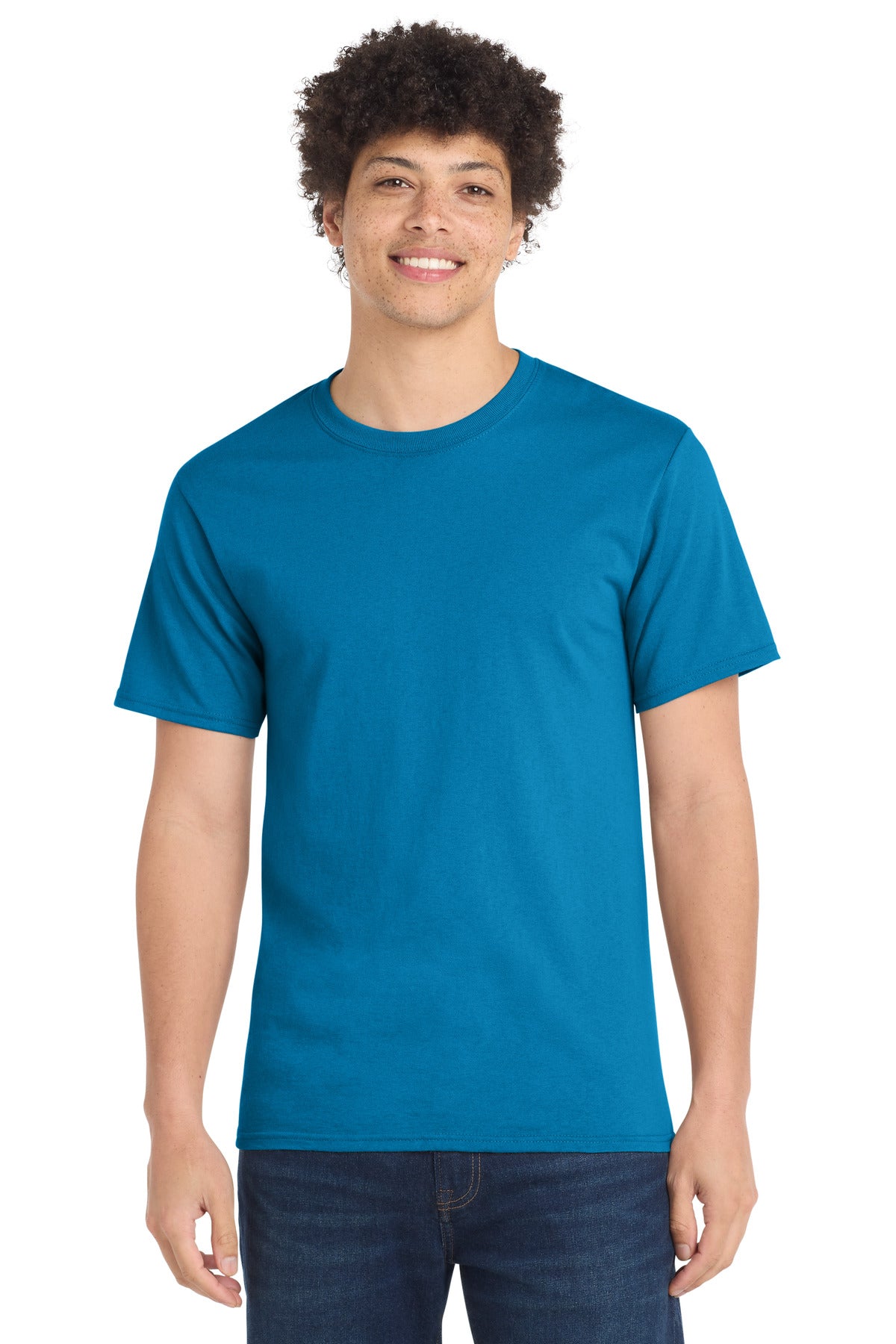 Custom Port & Company Essential Tee PC61 in Sapphire, personalized by SanCanDo Swag in Argyle, TX