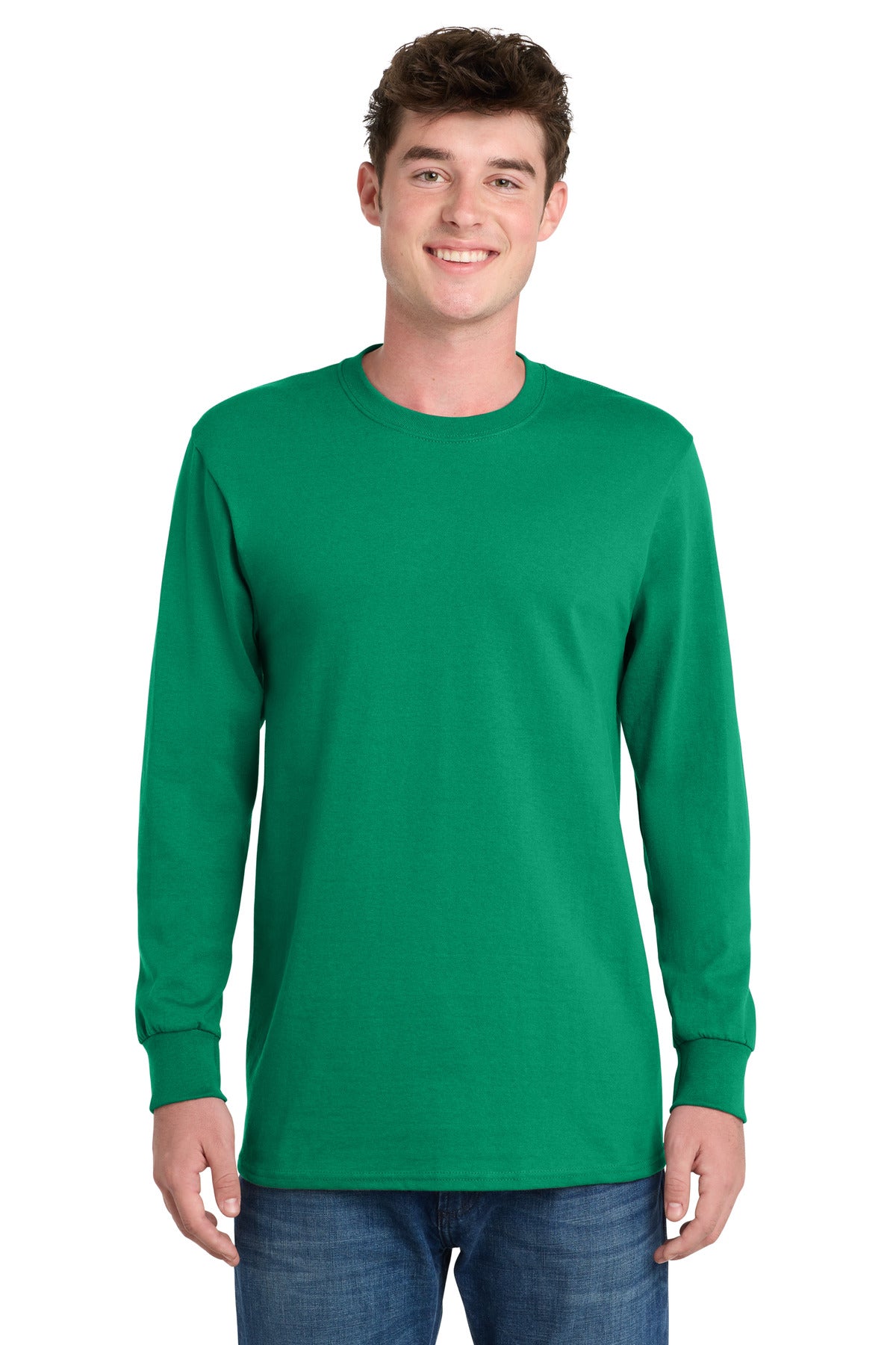 Custom Port & Company Long Sleeve Essential Tee PC61LS in Kelly, personalized by SanCanDo Swag in Argyle, TX
