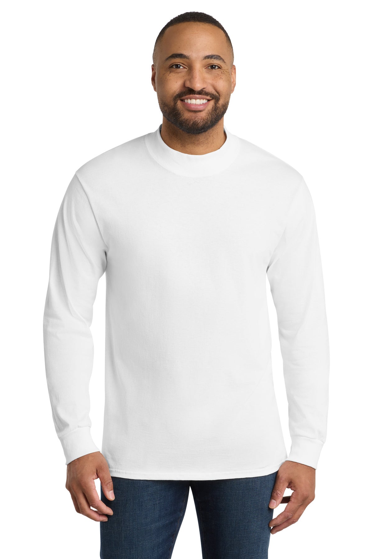 Custom Port & Company Essential Mock Turtleneck PC61M in White, personalized by SanCanDo Swag in Argyle, TX