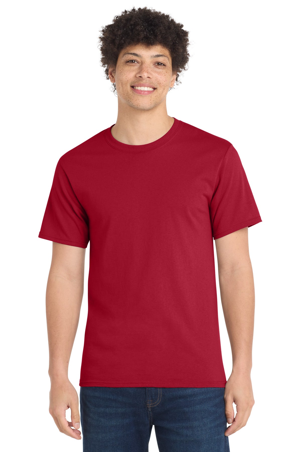 Custom Port & Company Tall Essential Tee PC61T in Red, personalized by SanCanDo Swag in Argyle, TX