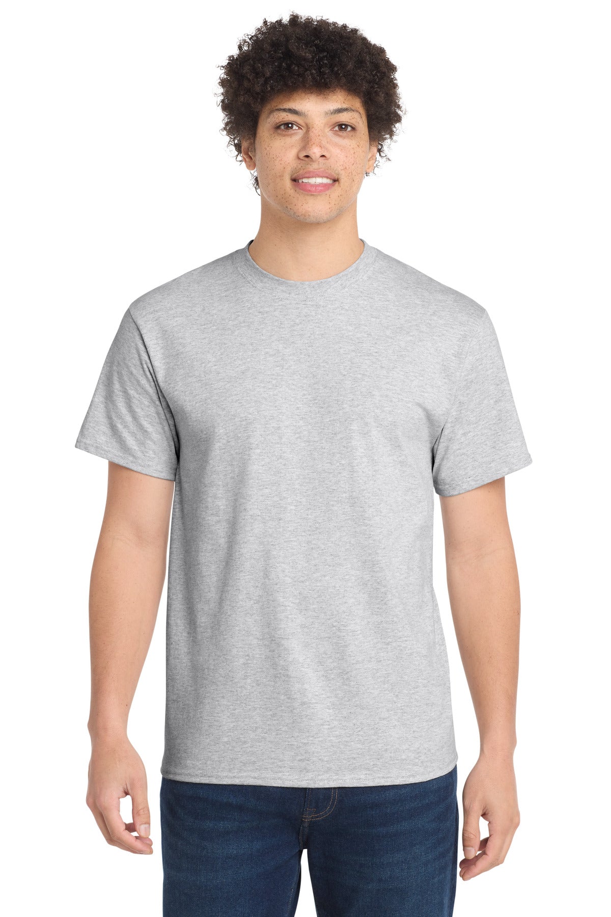 Custom Port & Company Tall Essential Tee PC61T in Ash, personalized by SanCanDo Swag in Argyle, TX