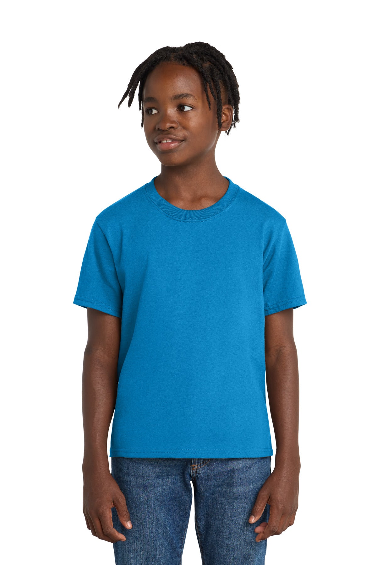 Custom Sapphire Youth Essential Tee PC61Y, personalized by SanCanDo Swag in Argyle, TX