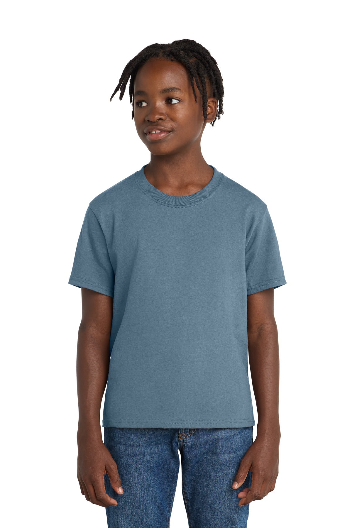 Custom Stonewashed Blue Youth Essential Tee PC61Y, personalized by SanCanDo Swag in Argyle, TX