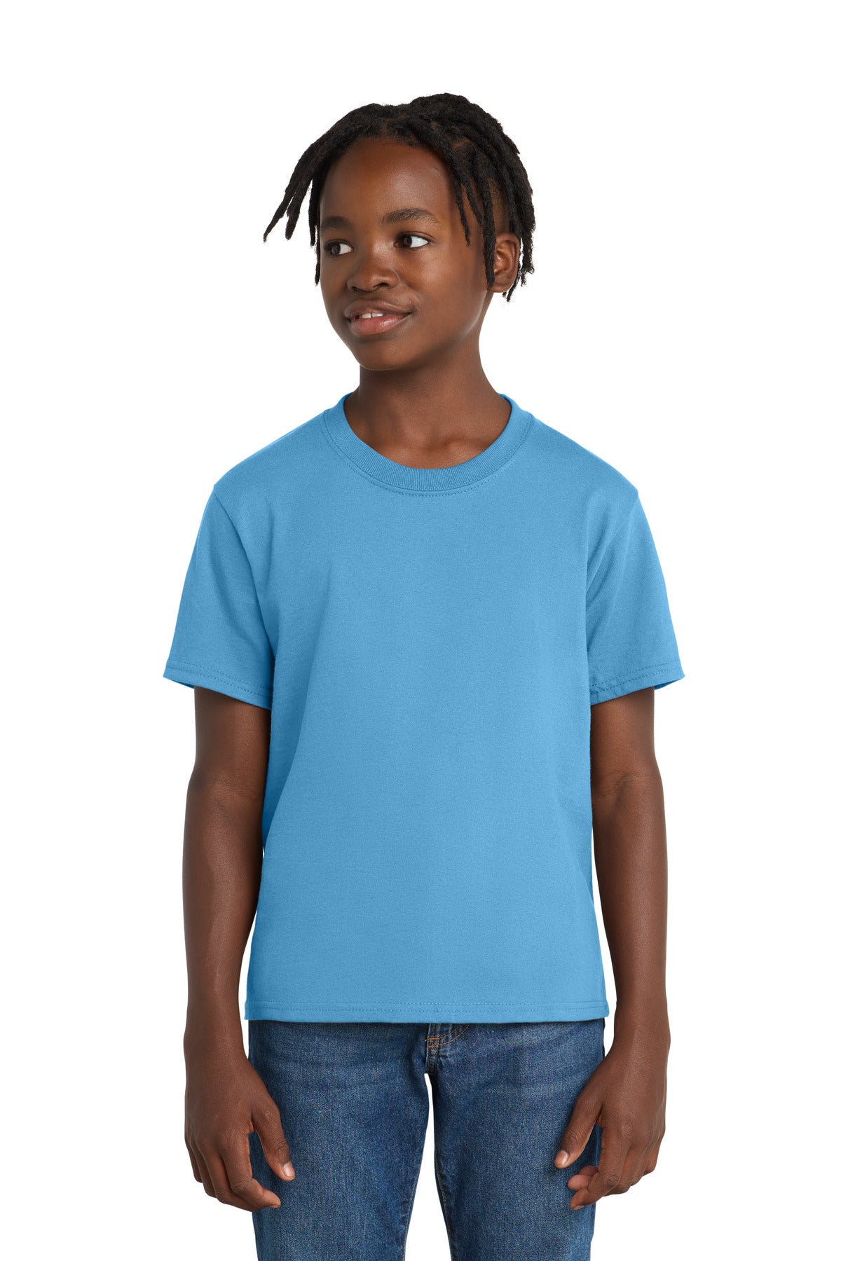 Custom Aquatic Blue Youth Essential Tee PC61Y, personalized by SanCanDo Swag in Argyle, TX