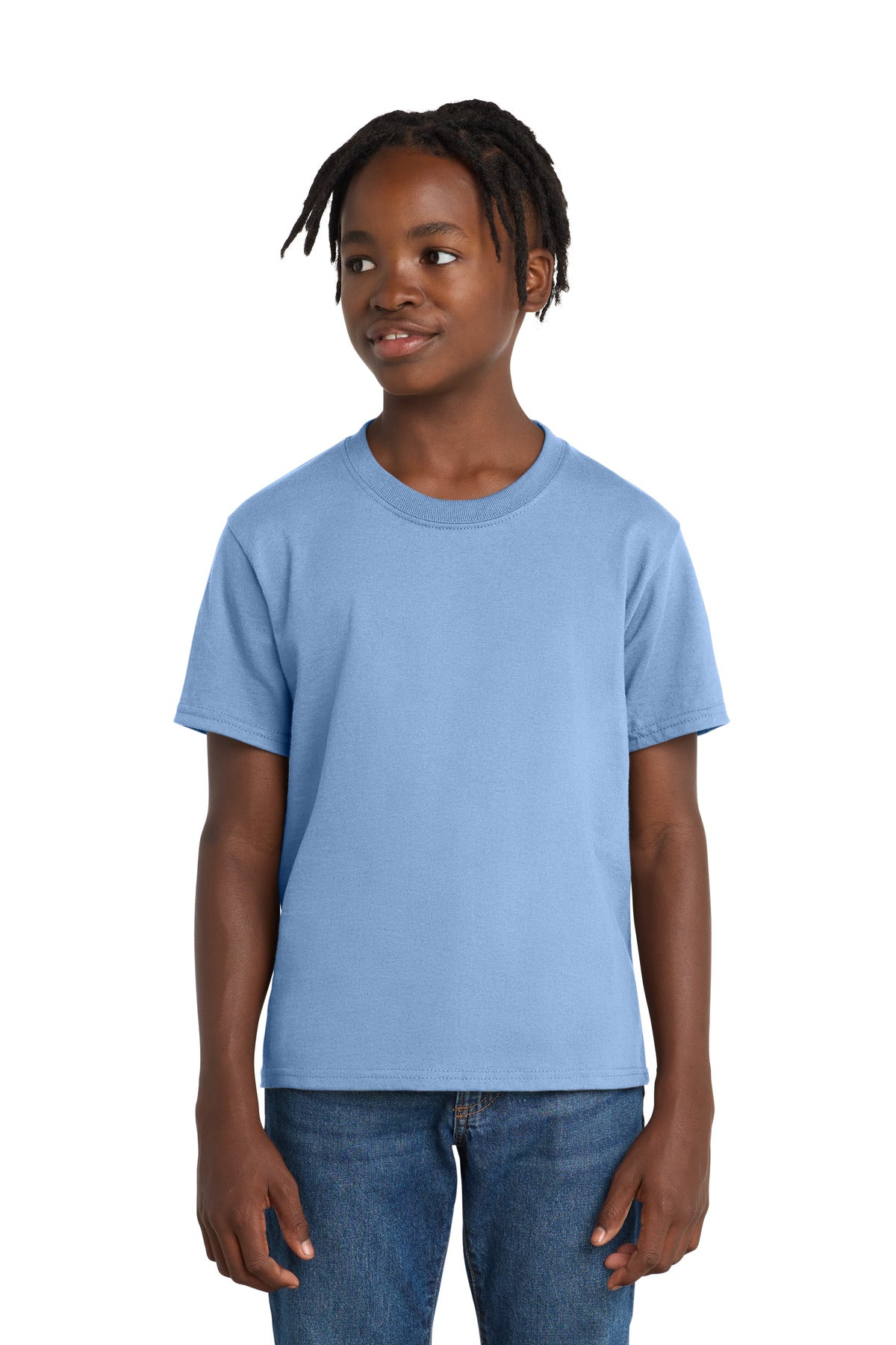 Custom Light Blue Youth Essential Tee PC61Y, personalized by SanCanDo Swag in Argyle, TX