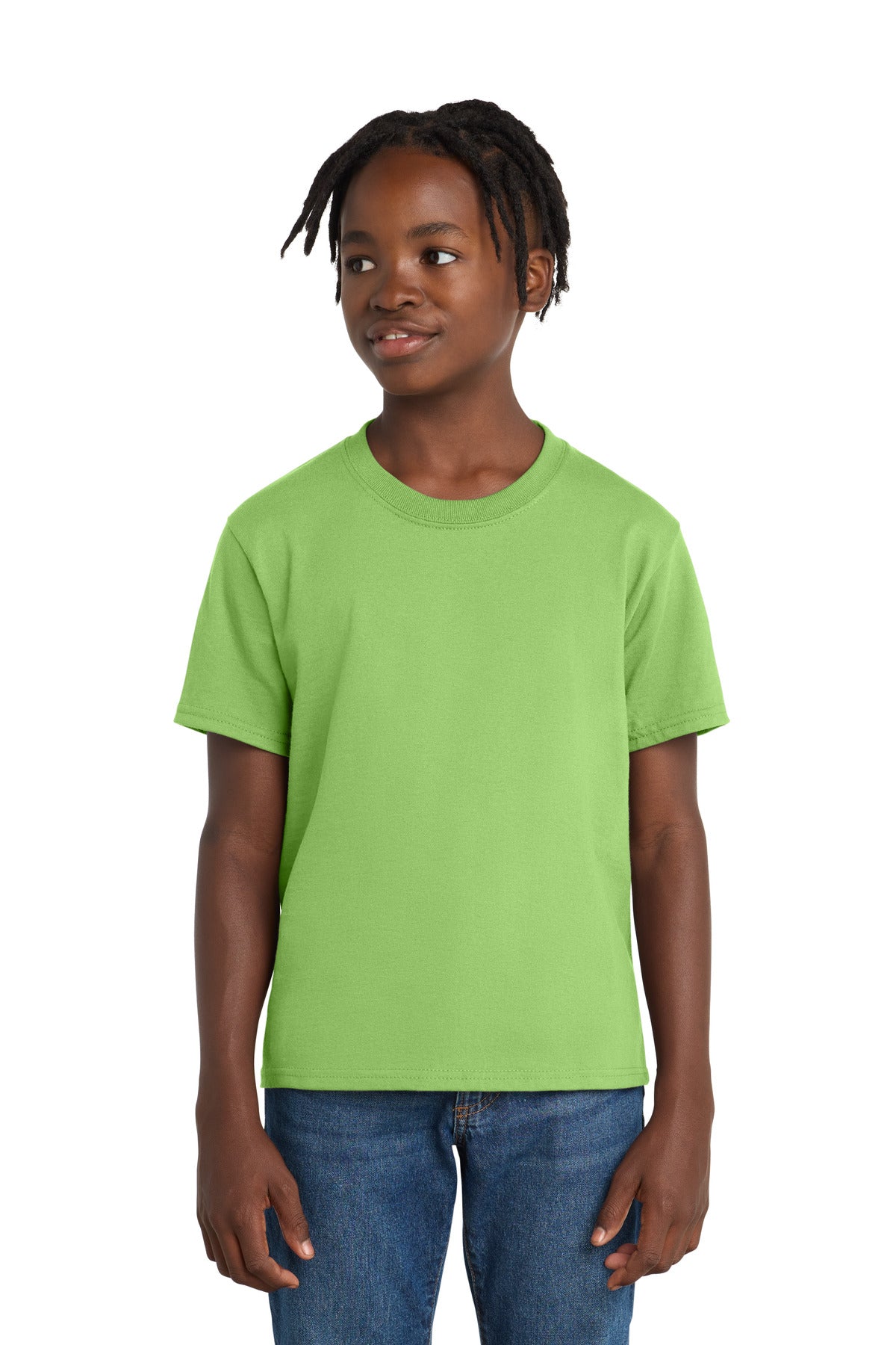 Custom Lime Youth Essential Tee PC61Y, personalized by SanCanDo Swag in Argyle, TX