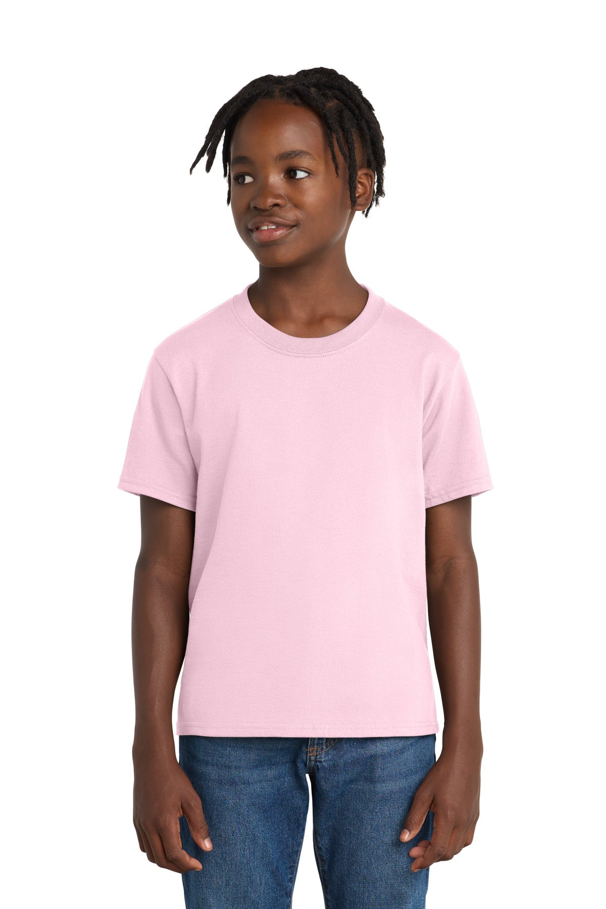 Custom Pale Pink Youth Essential Tee PC61Y, personalized by SanCanDo Swag in Argyle, TX