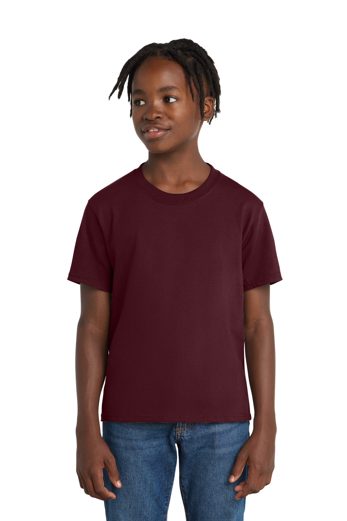 Custom Athletic Maroon Youth Essential Tee PC61Y, personalized by SanCanDo Swag in Argyle, TX