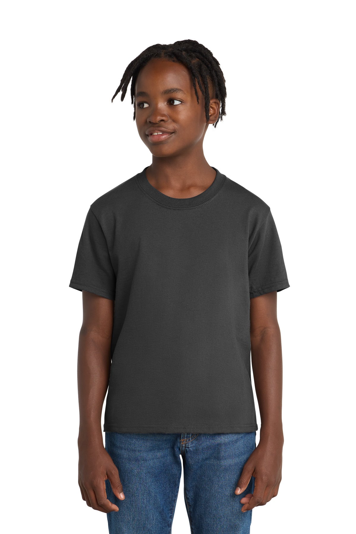 Custom Charcoal Youth Essential Tee PC61Y, personalized by SanCanDo Swag in Argyle, TX