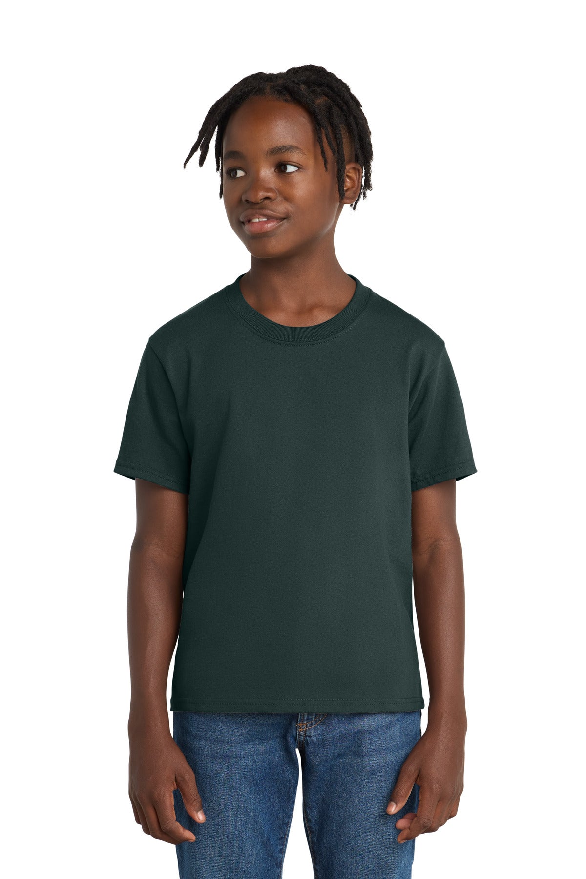 Custom Dark Green Youth Essential Tee PC61Y, personalized by SanCanDo Swag in Argyle, TX
