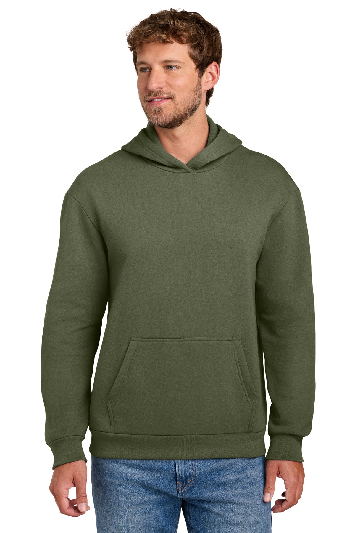 Custom Olive Drab Green Easy Fleece Hoodie PC68H, personalized by SanCanDo Swag in Argyle, TX